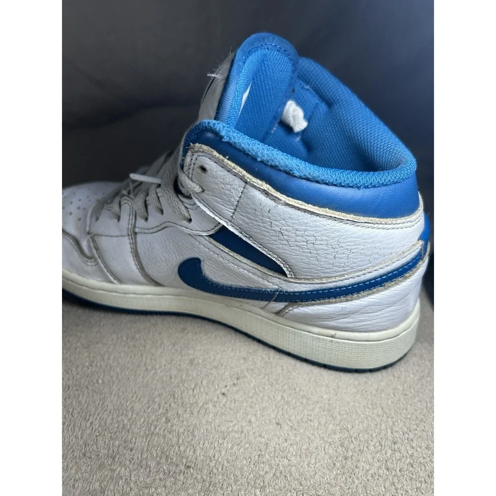 Nike Air Jordan 1 Mid SE GS Industrial Blue Shoes 7Y White FN7432-141